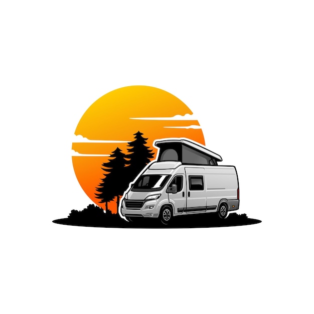 RV camper van illustration vector