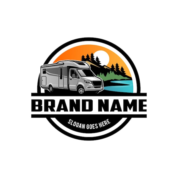 RV camping car illustration logo vector