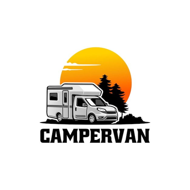 RV caravan camper van illustration logo vector