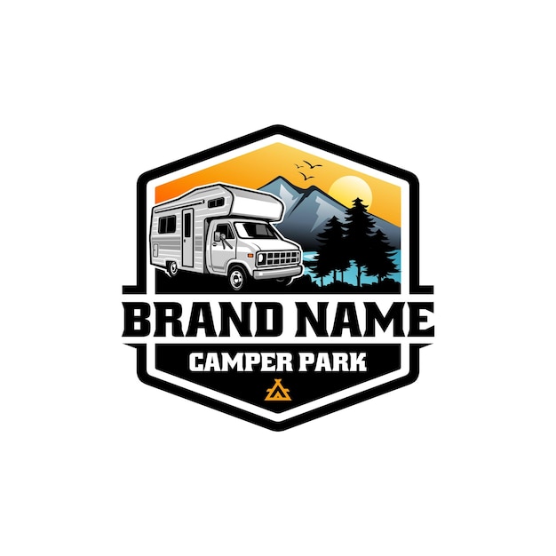 RV  motor home  camper van  caravan logo vector