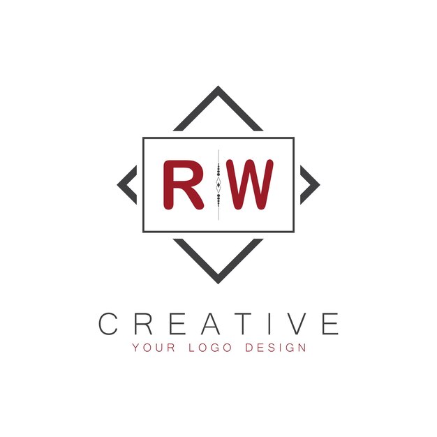 Vector rw initial monogram logo with creative square style design