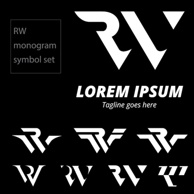 Vector rw logo letter based monogram logo set