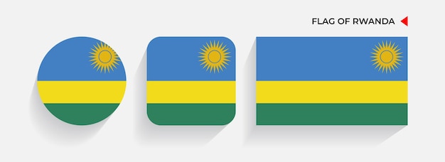 Rwanda Flags arranged in round square and rectangular shapes