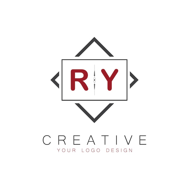 Vector ry initial monogram logo with creative square style design