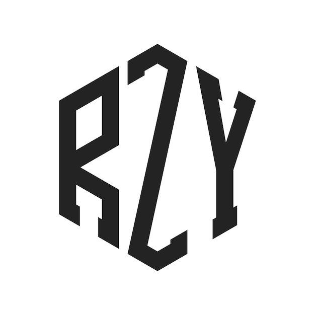 Vector rzy logo design initial letter rzy monogram logo using hexagon shape