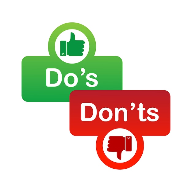 Do's and don'ts red and green badge Simple flat modern info logotype graphic design isolated