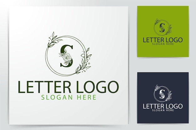 S letter Natural floral elegant decorative gradient style logo design template for branding corporate identity