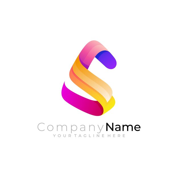 Vector s logo letter s logo with 3d colorful design 3d style