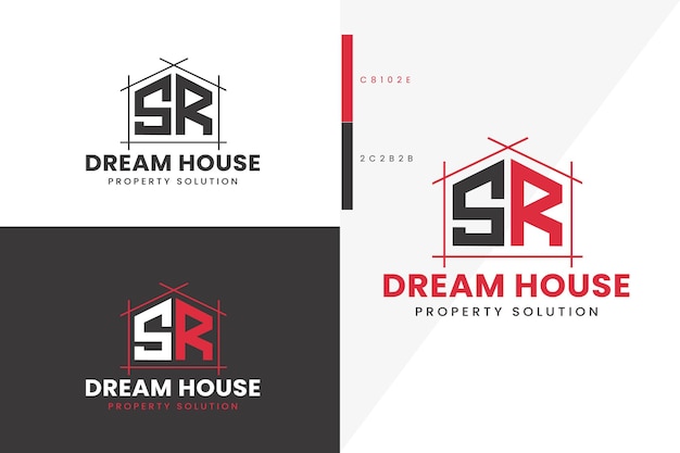 S R Monogram Dream House Real estate logo premium vector