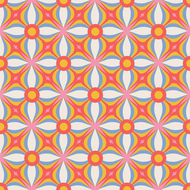 S retro seamless pattern with geometric flowers s and s aesthetic style vector colorful vector illus