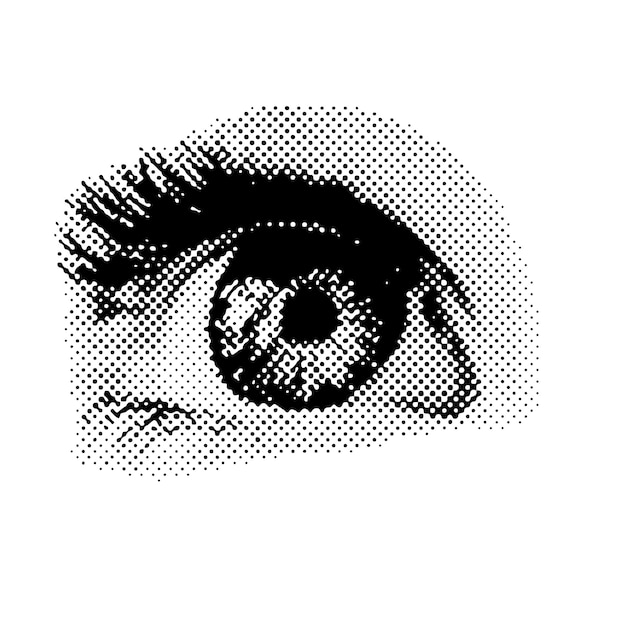 Vector s style halftone eye shape for trendy collage vector illustration