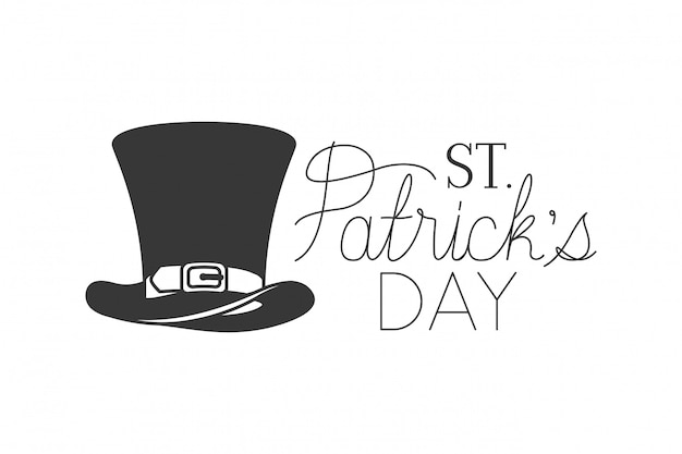 S.t. patrick`s day label with leprechaun hat icons