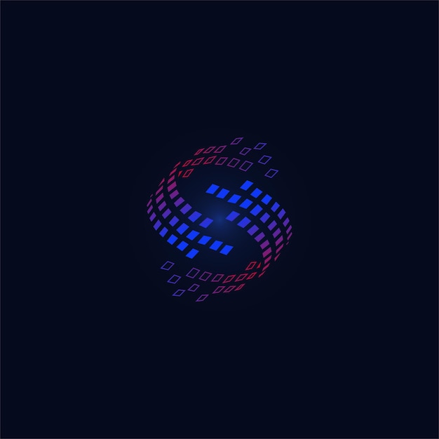 S tech logo design with dark background