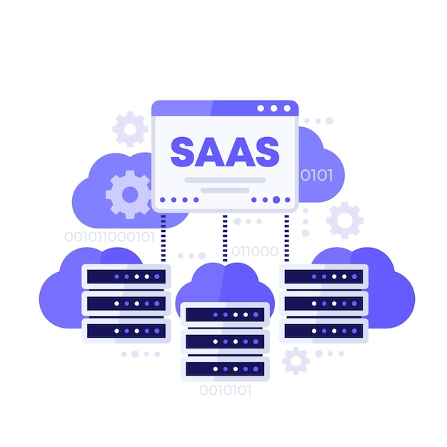 Vector saas, hosting and cloud solutions vector illustration