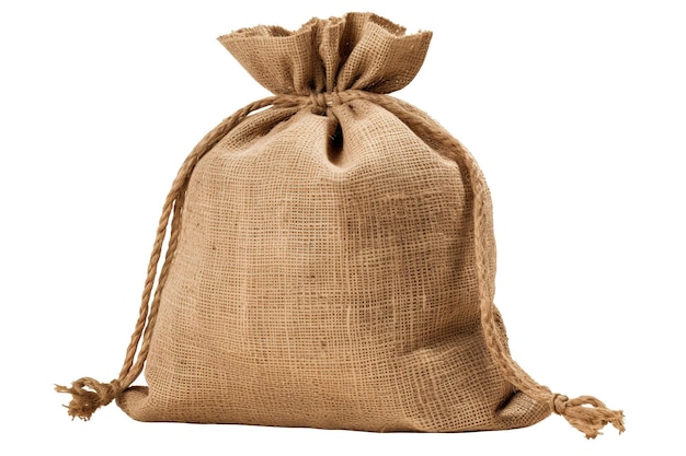 Sack bag with raw semolina on table