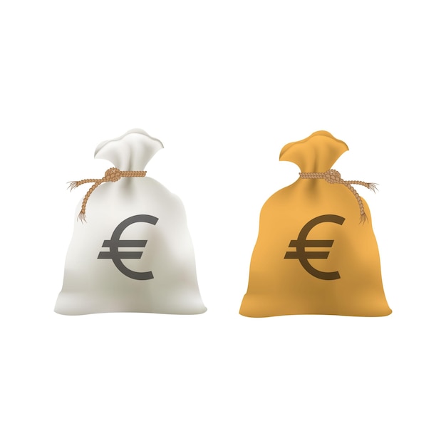 Sack of cash with euro sign vector. Money bag with euro symbol.