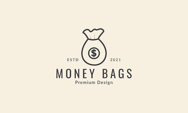 Sack with money line logo symbol icon vector graphic design illustration