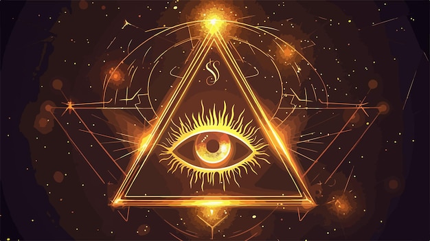 Vector sacred eye symbol in triangle mystical allseeing magic image