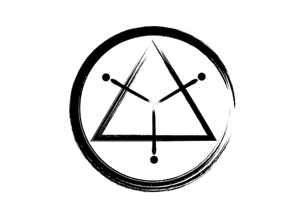 Vector sacred geometrical figure of a circle inscribed in a triangle the vector logo tattoo mythological