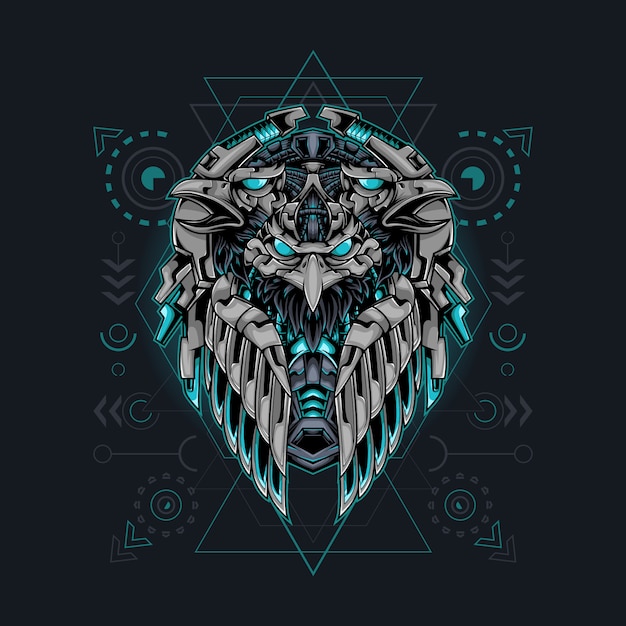 Sacred Geometry Eagle Robot  Illustration