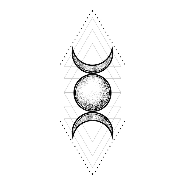 Vector sacred geometry symbol including moon sun modern esoteric decorative element