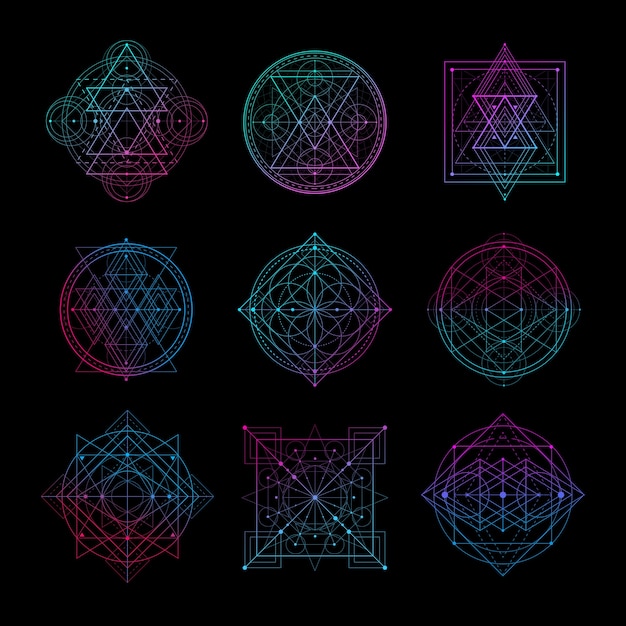 Sacred Geometry Symbol With Gradient Color Vector Illustration