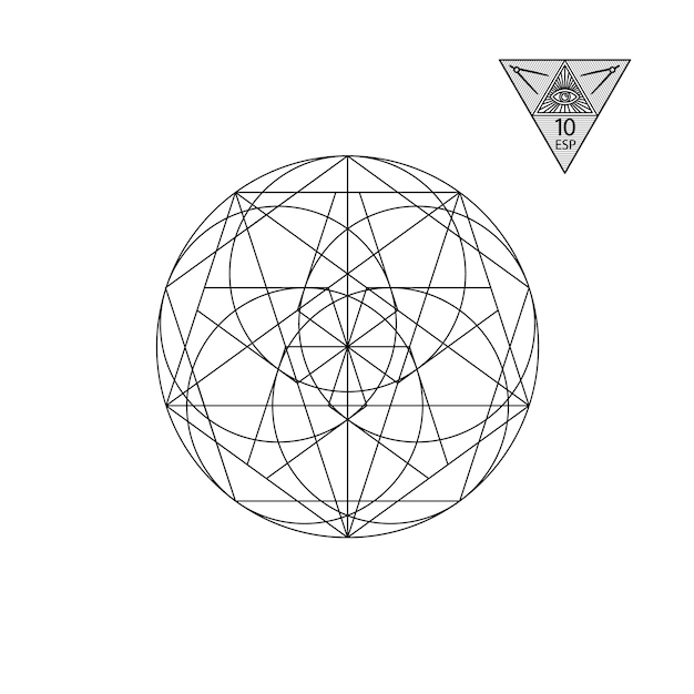 Sacred geometry vector illustration isolated on white sacred geometry black lines on a white backgro