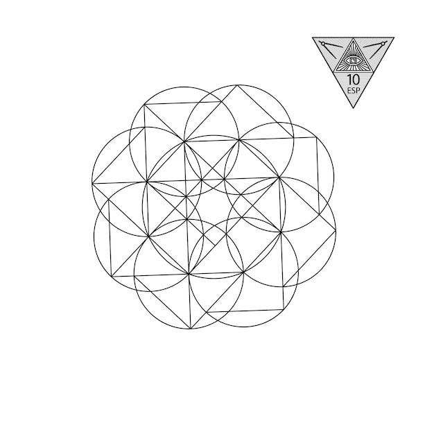 Sacred geometry Vector Illustration isolated on white Sacred geometry Black lines on a white background