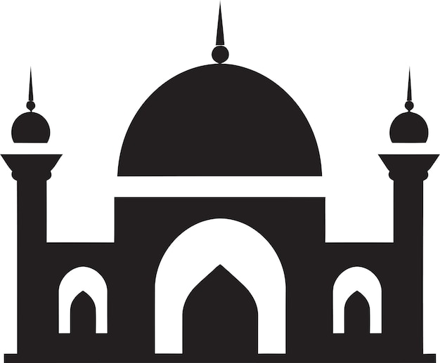 Sacred Spires Emblematic Mosque Logo Tranquil Towers Mosque Icon Vector