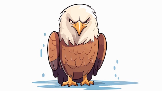 Vector sad bald eagle cartoon illustration