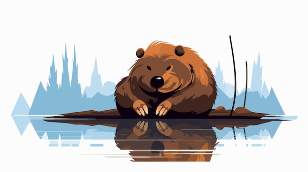 Sad Beaver Cartoon Illustration Expressive Depressed Animal Artwork