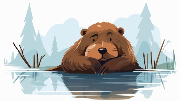 Sad Beaver Cartoon Illustration Expressive Depressed Animal Artwork