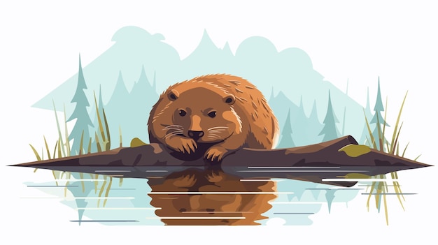 Sad Beaver Cartoon Illustration