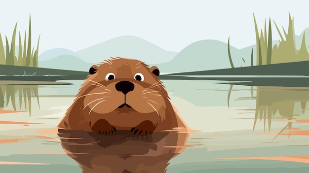 Sad Beaver Cartoon Illustration