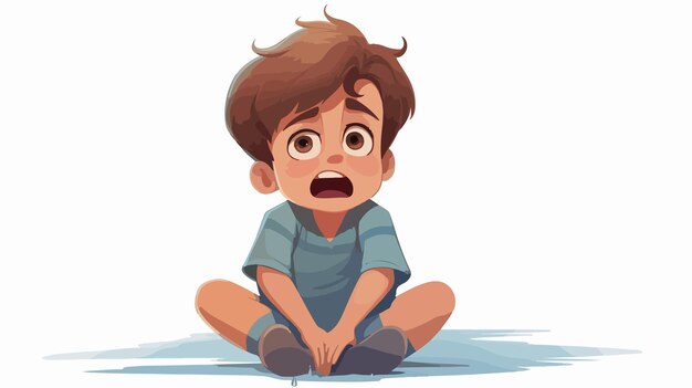 Vector sad boy crying vector cartoon illustration