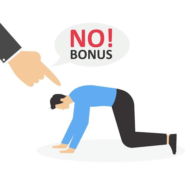 Sad businessman no bonus money Vector design