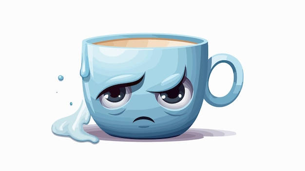 Sad Cartoon Crying Tea Cup Illustration