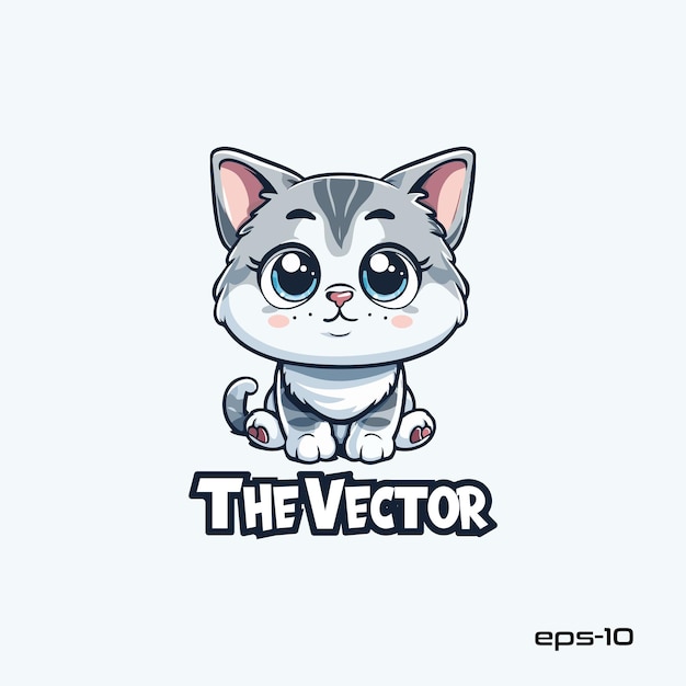 Sad cat logo vector mascot character cartoon illustration