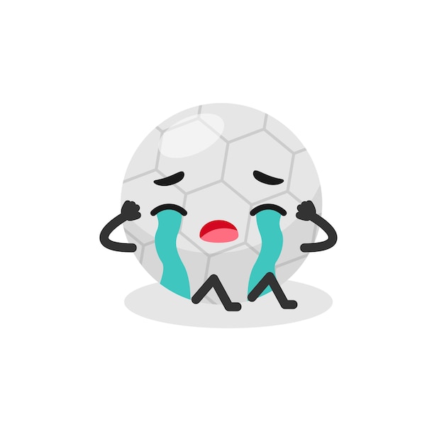 Sad crying Football ball Soccer emoji mascot