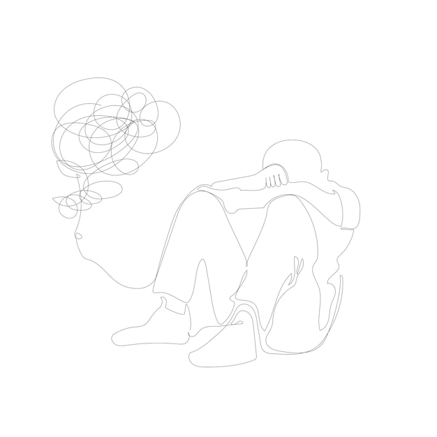 Sad drawing body outline