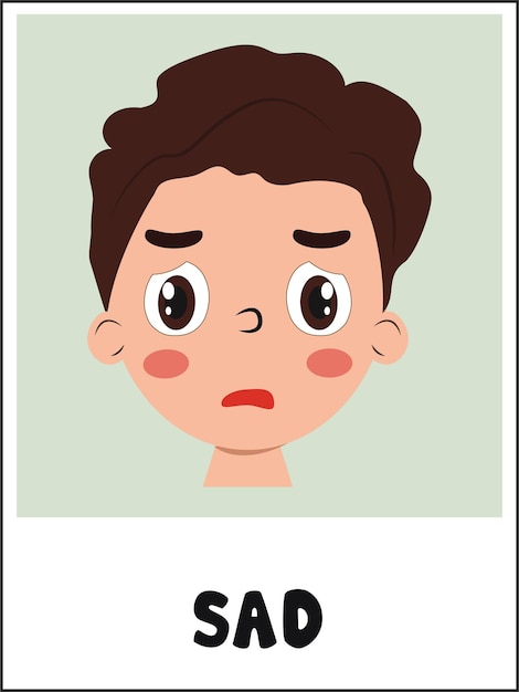 Sad face cartoon flashcard