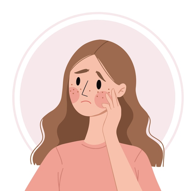 sad face expression girl flat design illustration vector