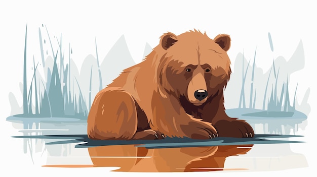 Sad Female Bear Cartoon Illustration