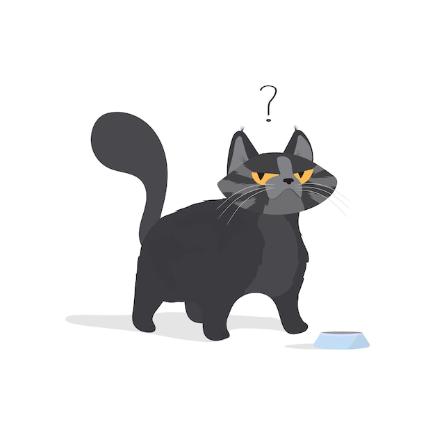 Vector sad gray cat suitable for stickers and postcards isolated vector