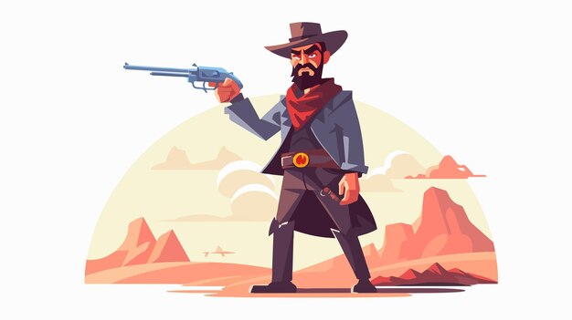 Vector sad gunfighter cartoon character illustration