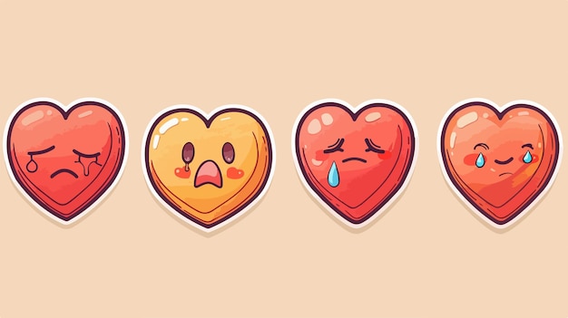 Vector sad heart icon sticker for social media and messenger