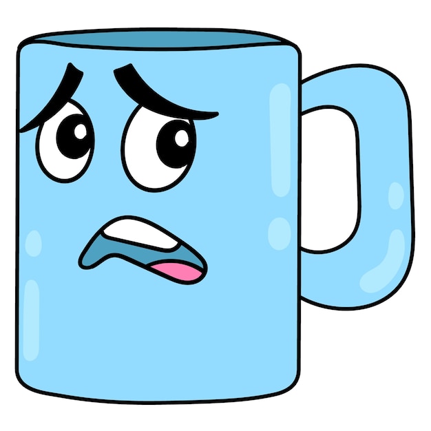 Sad looking ceramic glass object benda, vector illustration carton emoticon. doodle icon drawing