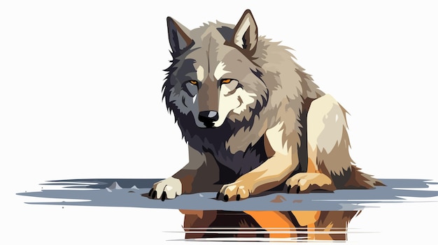 Vector sad male wolf cartoon illustration