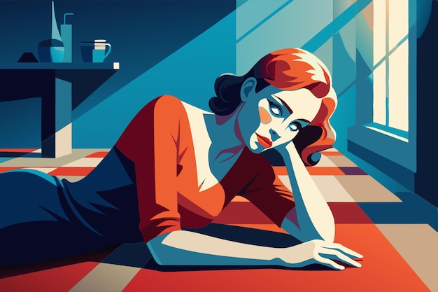 Vector sad women lies and cries vector illustration flat 2