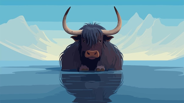 Sad Yak Cartoon Illustration